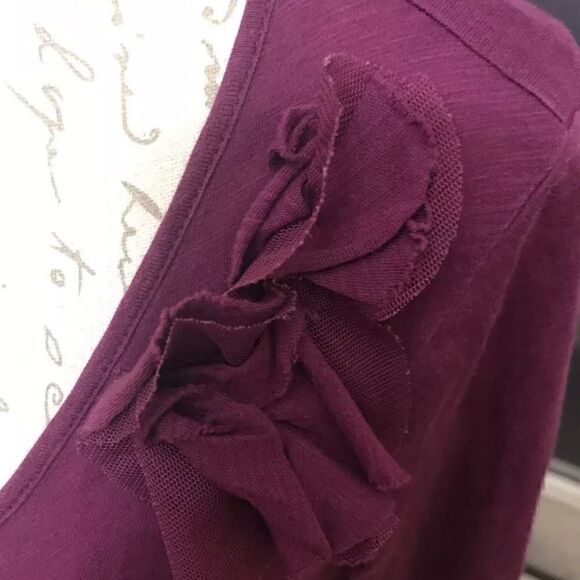 Ann Taylor LOFT Women's 3/4 Sleeve Purple Floral Top Blouse Shirt - Size Small - Picture 9 of 9